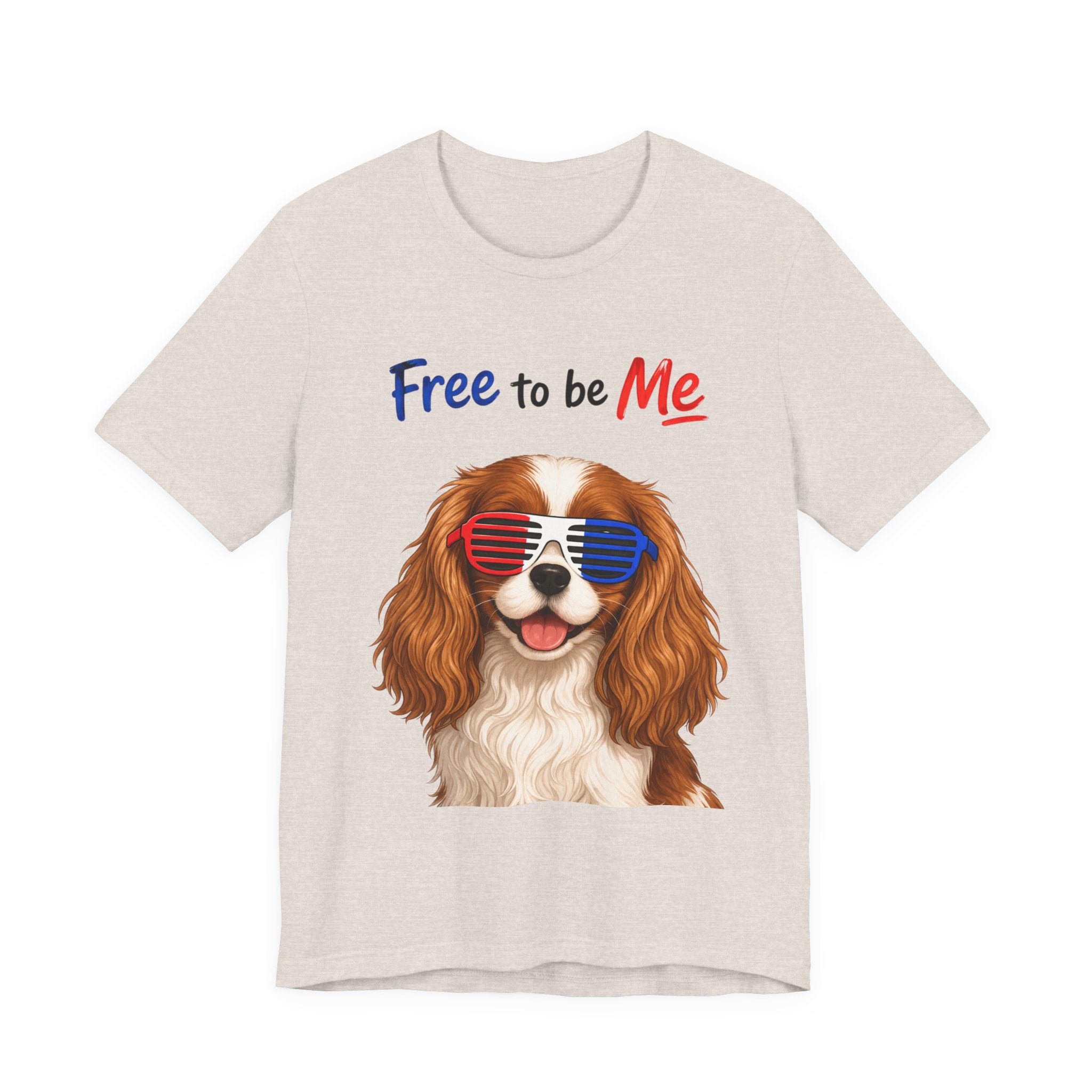 "Free to be Me" Cavalier King Charles Spaniel Dog Graphic  | Patriotic Independence Day T-shirt (multiple colors available)