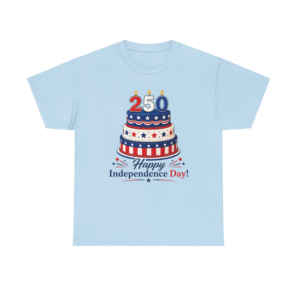 250th Independence Day Cake T-Shirt | Fourth of July Patriotic T-shirt (multiple colors available)