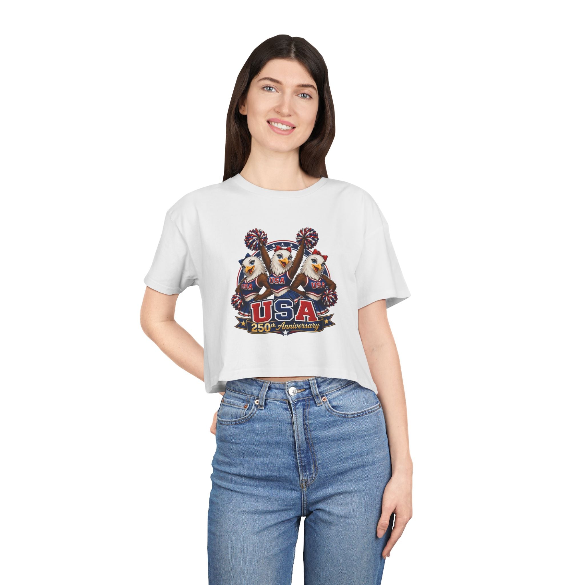 Eagles Cheerleaders USA 250th Anniversary Crop T-shirt  | 4th of July