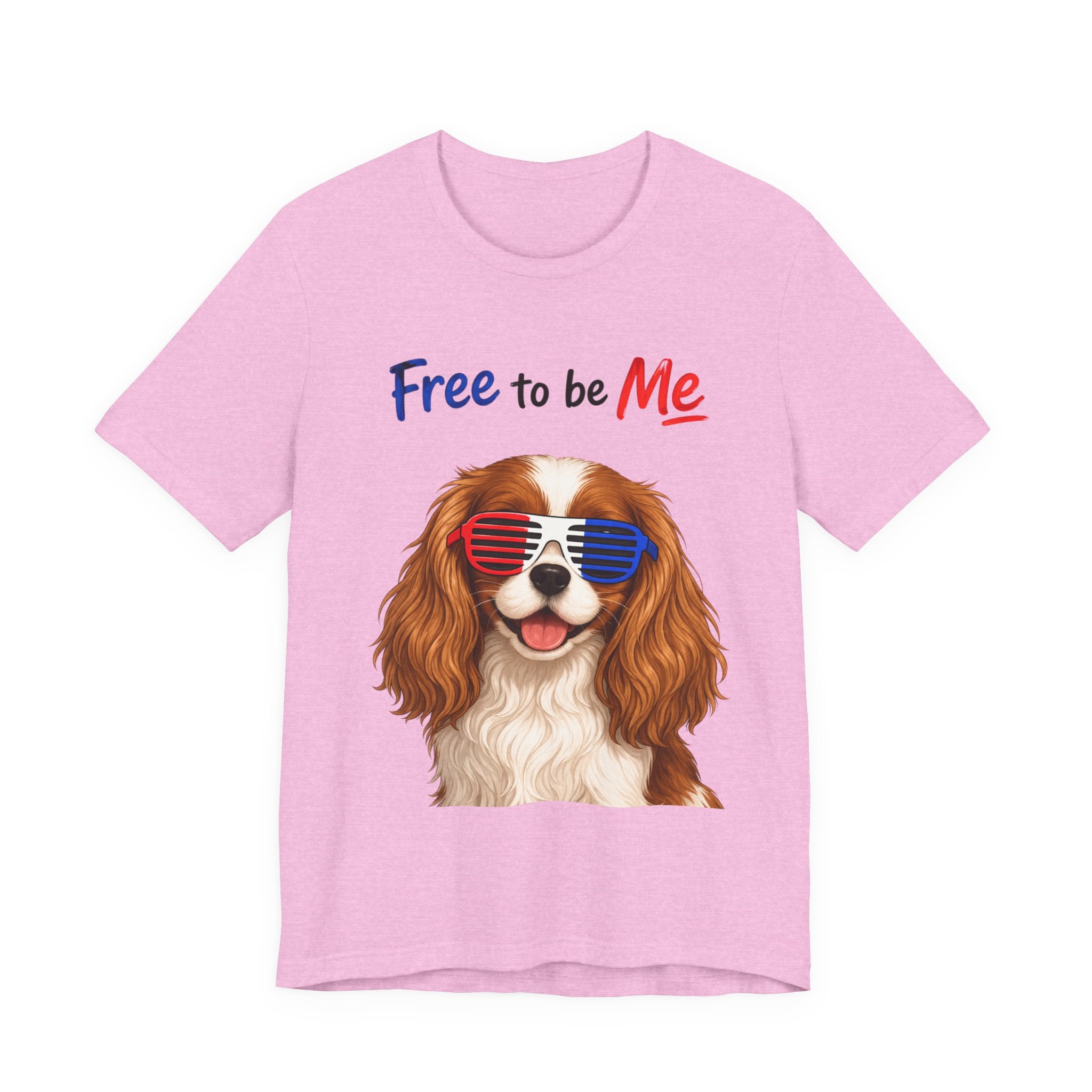 "Free to be Me" Cavalier King Charles Spaniel Dog Graphic  | Patriotic Independence Day T-shirt (multiple colors available)