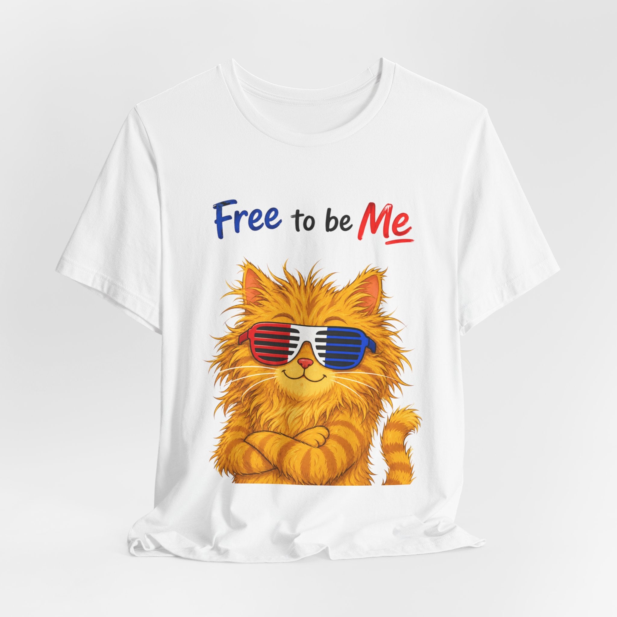 "Free to be Me" Cat Graphic T-shirt  | Unisex Patriotic Independence Day T-shirt (multiple colors available)