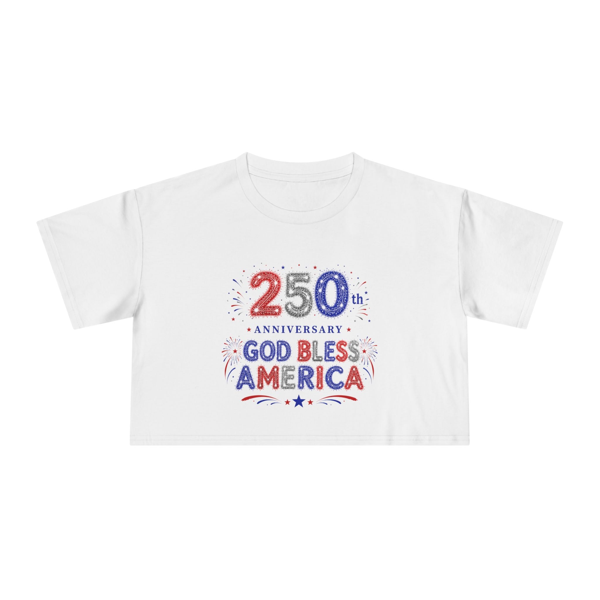 God Bless America 250th Anniversary Crop T-shirt  | Patriotic 4th of July T-shirt