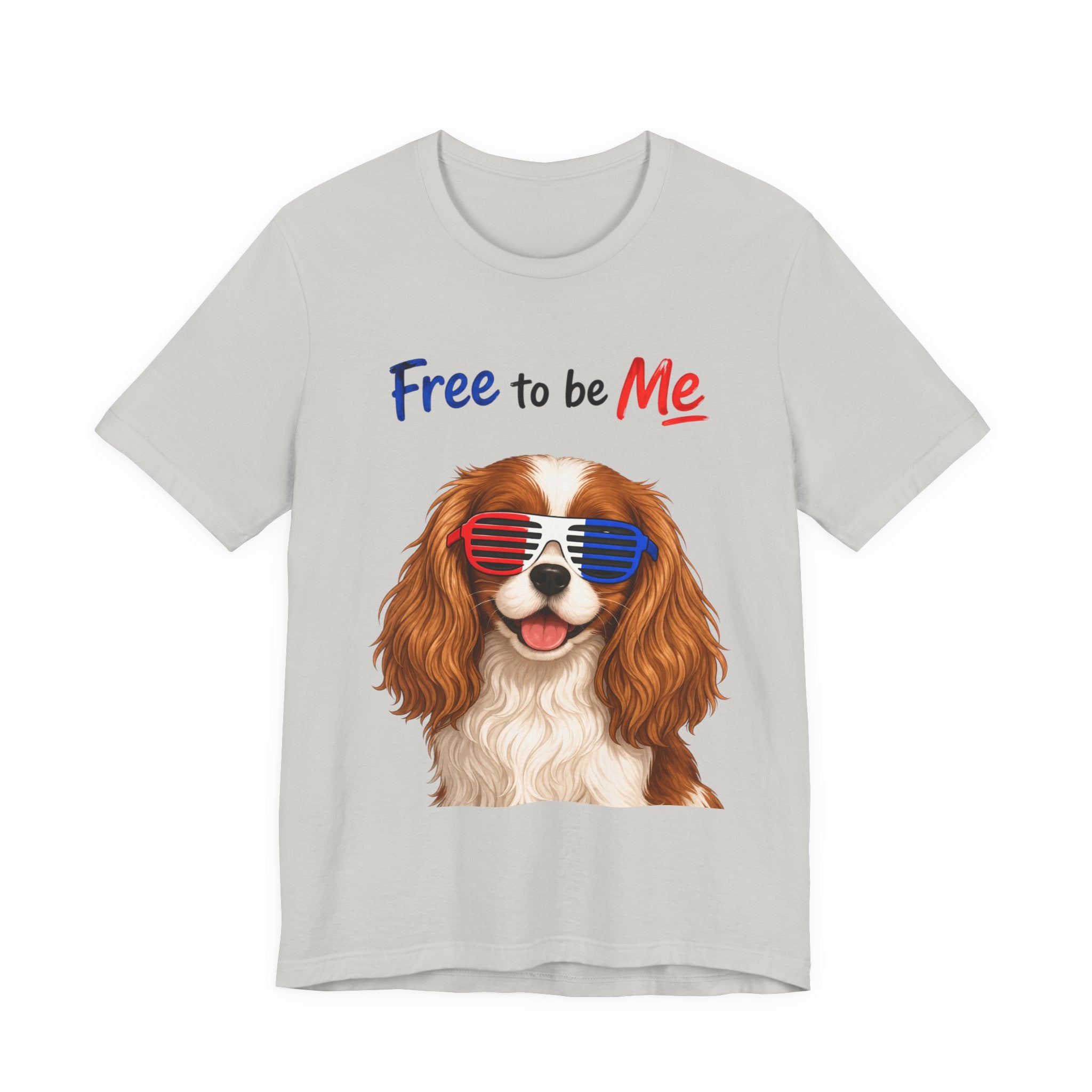 "Free to be Me" Cavalier King Charles Spaniel Dog Graphic  | Patriotic Independence Day T-shirt (multiple colors available)