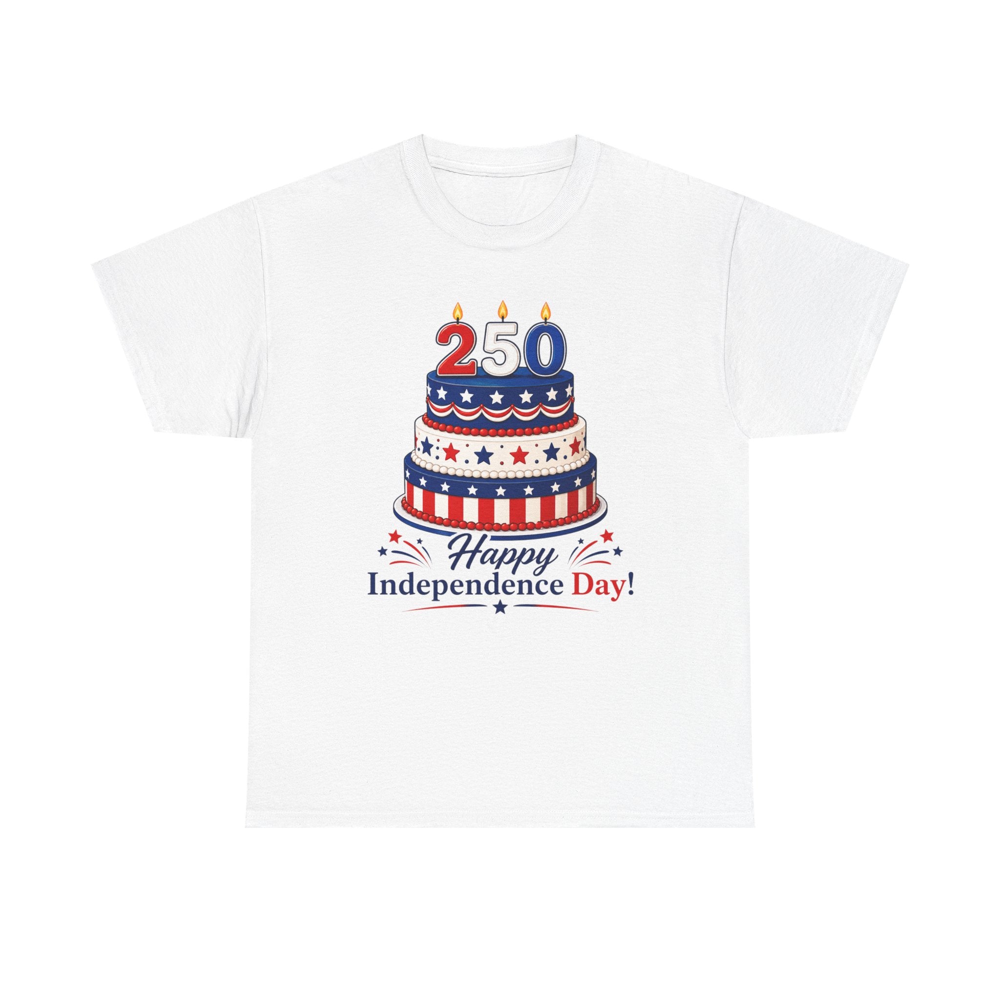250th Independence Day Cake T-Shirt | Fourth of July Patriotic T-shirt (multiple colors available)