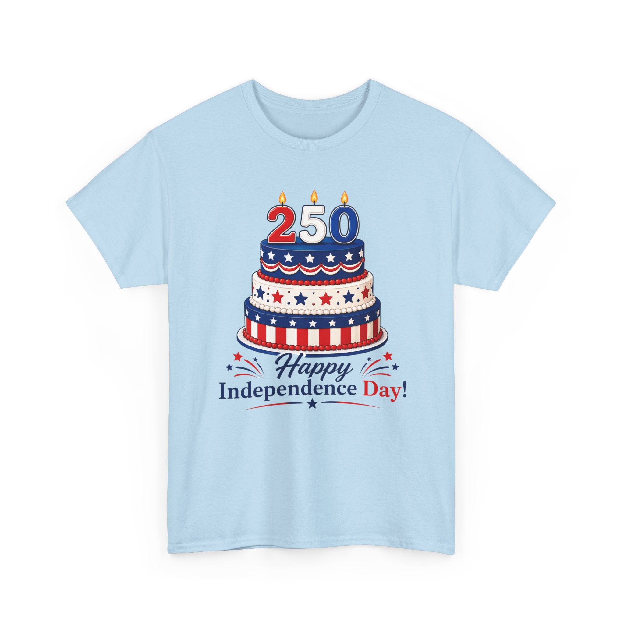 250th Independence Day Cake T-Shirt | Fourth of July Patriotic T-shirt (multiple colors available)