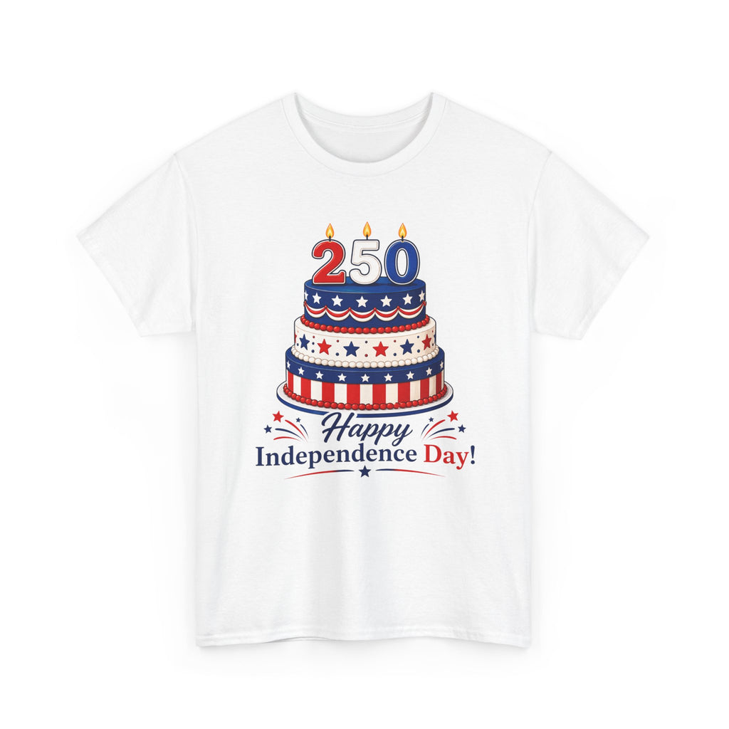 250th Independence Day Cake T-Shirt | Fourth of July Patriotic T-shirt (multiple colors available)